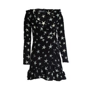 Realisation, black and white star wrap dress